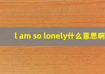 l am so lonely什么意思啊